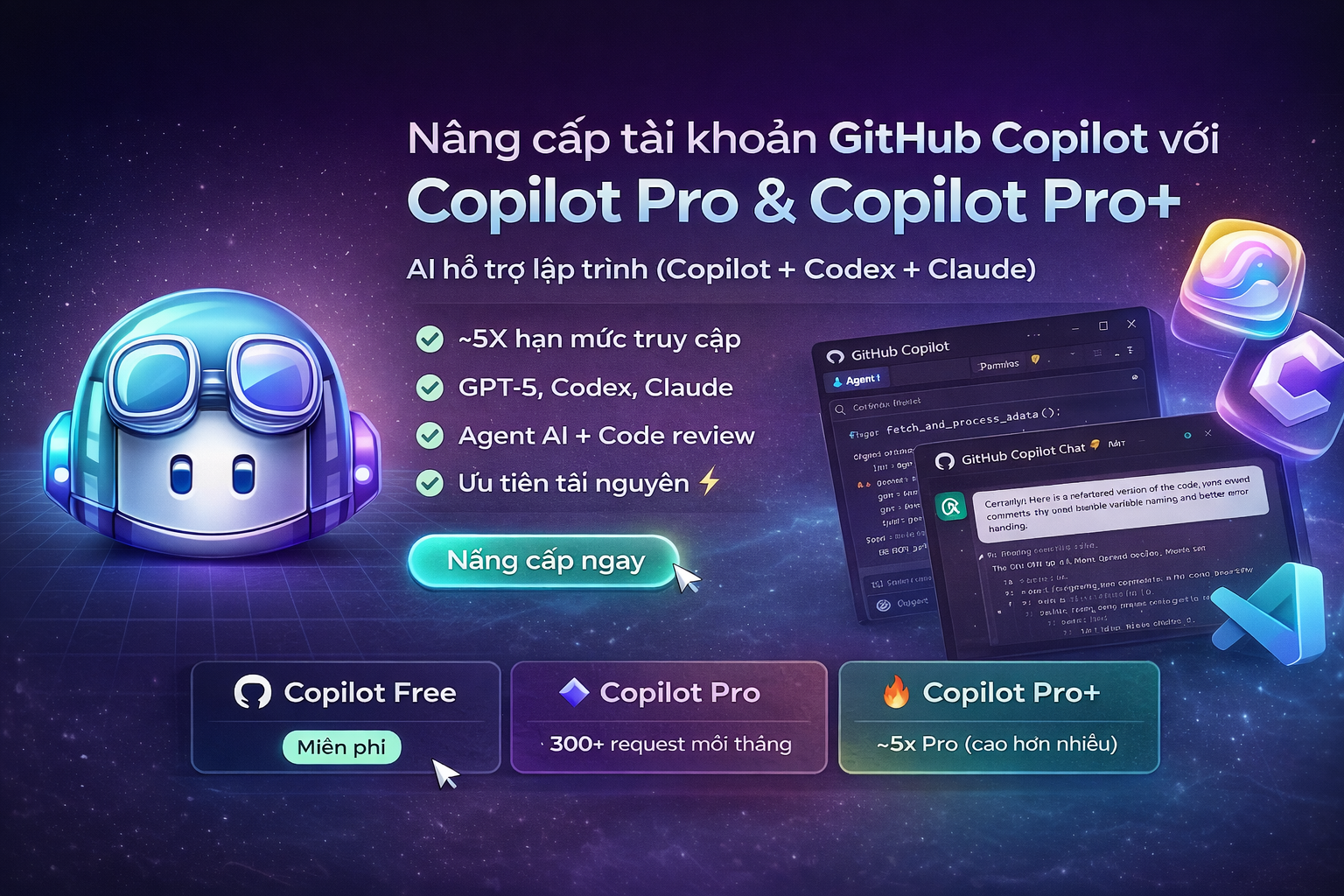 Tài khoản Copilot Pro/Pro+ - AI coding mạnh mẽ